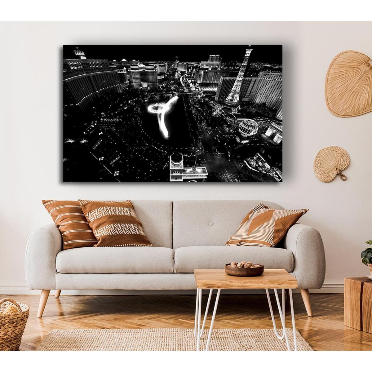 Black And White Vegas Canvas Print Wall Art - Yellow / 81.28cm – image 3