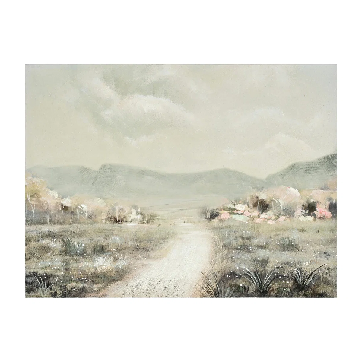 Hand Painted Country Walk Canvas - Grey