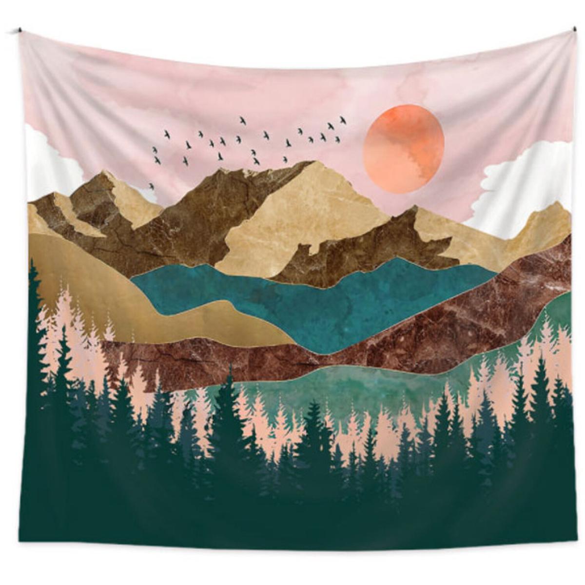 Mountain Scene Hanging Wall Tapestry - Multi-coloured – image 2