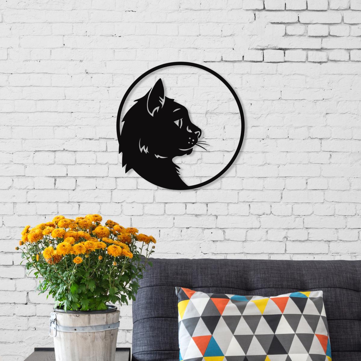 Cat Wall Art Metal Decorative Object - Black - Black – image 1