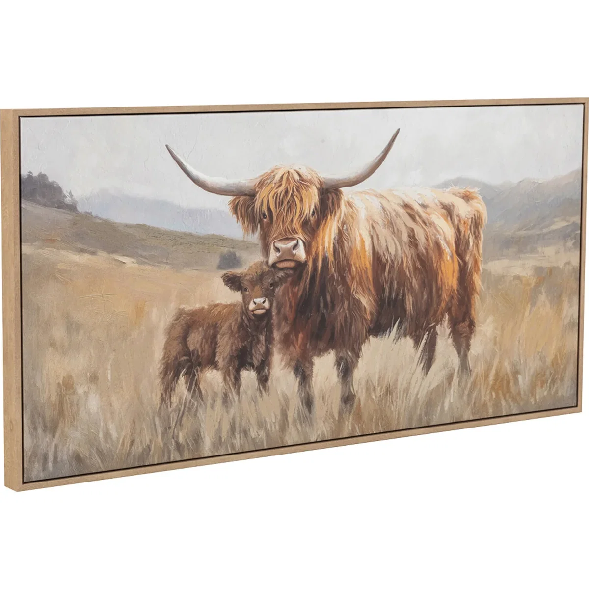 Highland Cow and Baby Hand-Painted Canvas Wall Art – image 3