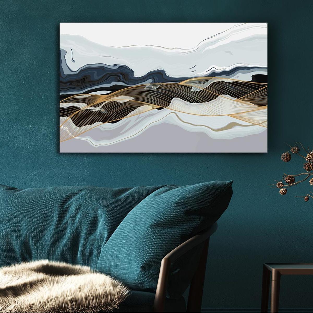 Abstract Layers Of Rock Canvas Art Print - White