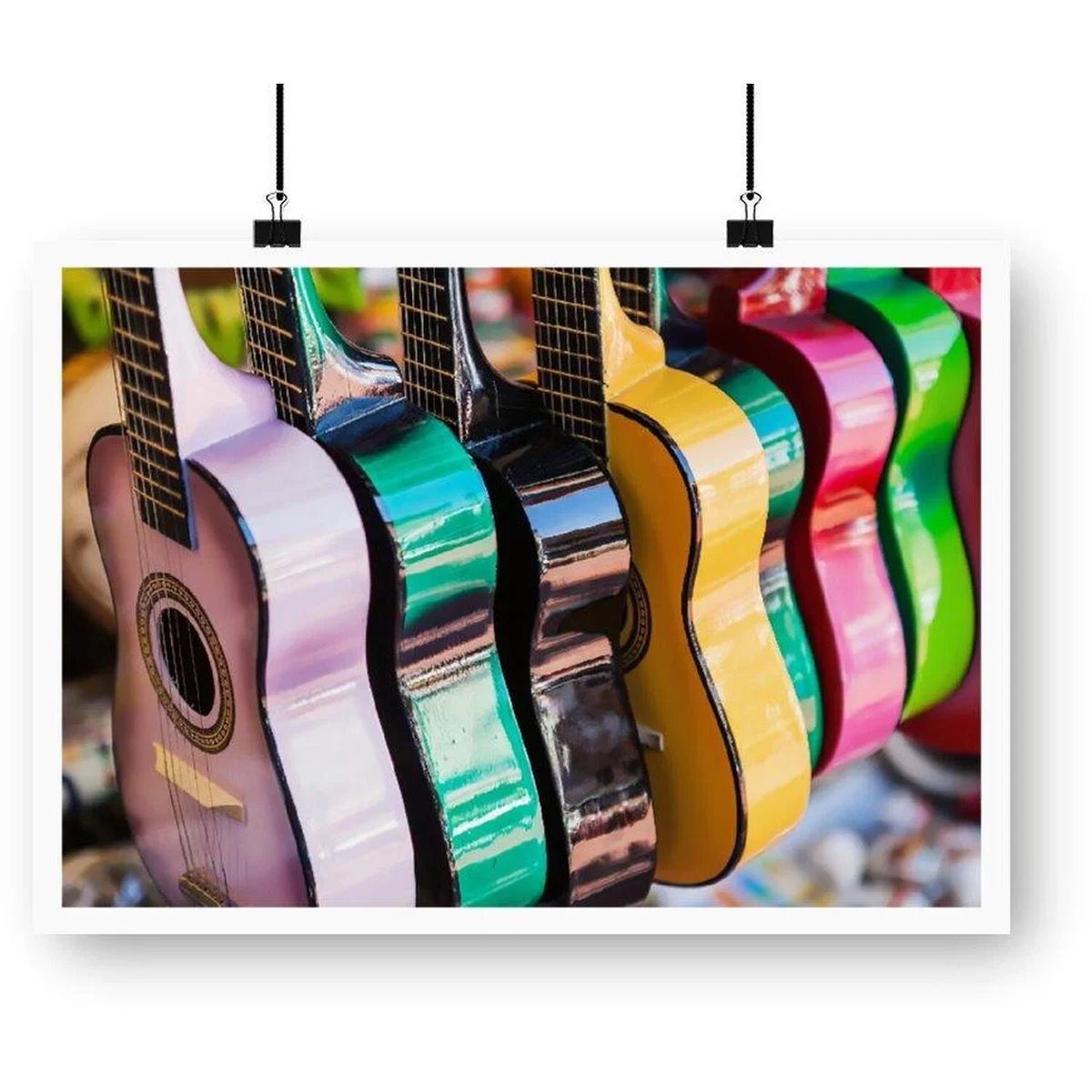 Colourful Traditional Mexican Guitars Art Print - Brown / 42cm – image 2