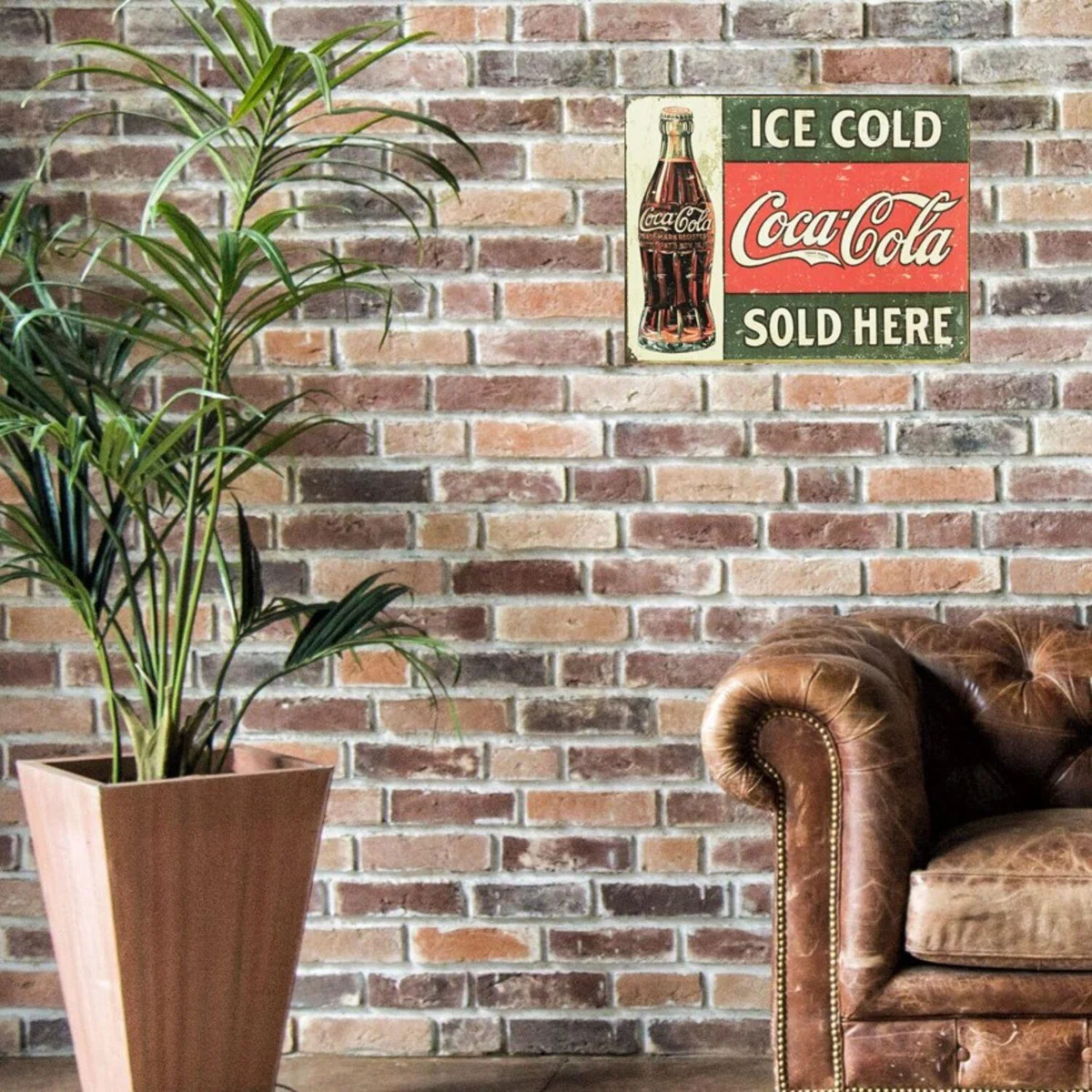 Small Metal Sign Ice Cold Coca Cola - Red & Green – image 2