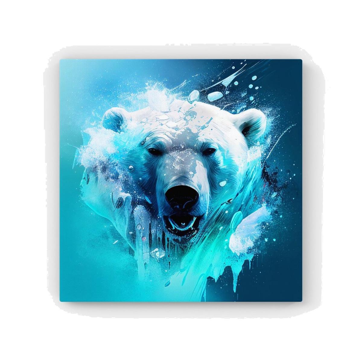Polar Bear Face Splashart HD Metal Print - Brown / 30cm