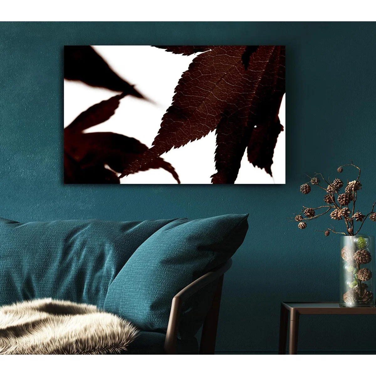 Brown Autumn Leaf Canvas Print Wall Art - Yellow / 35.56cm – image 3