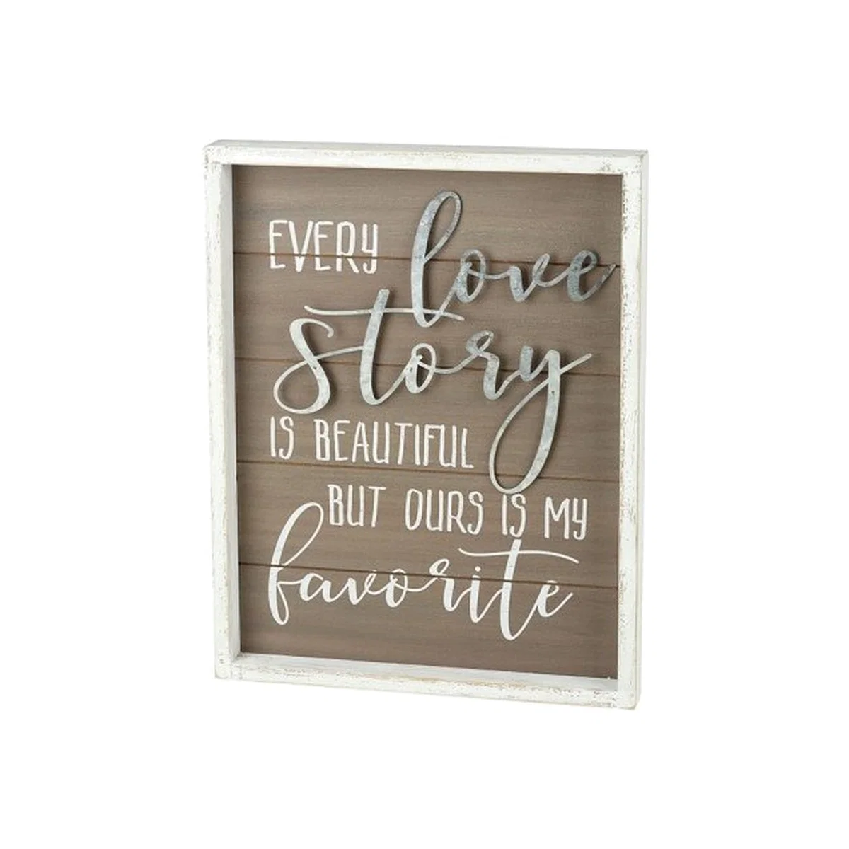 Rustic Wooden Love Story Plaque - Brown