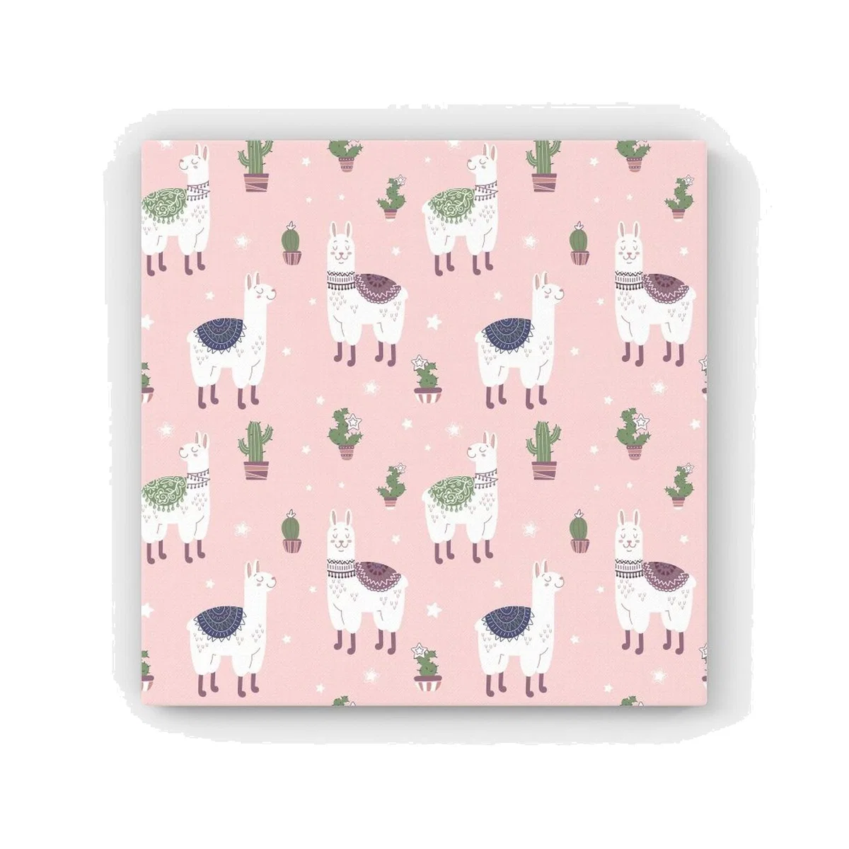 Happy Lama HD Metal Print - Pink / 56cm