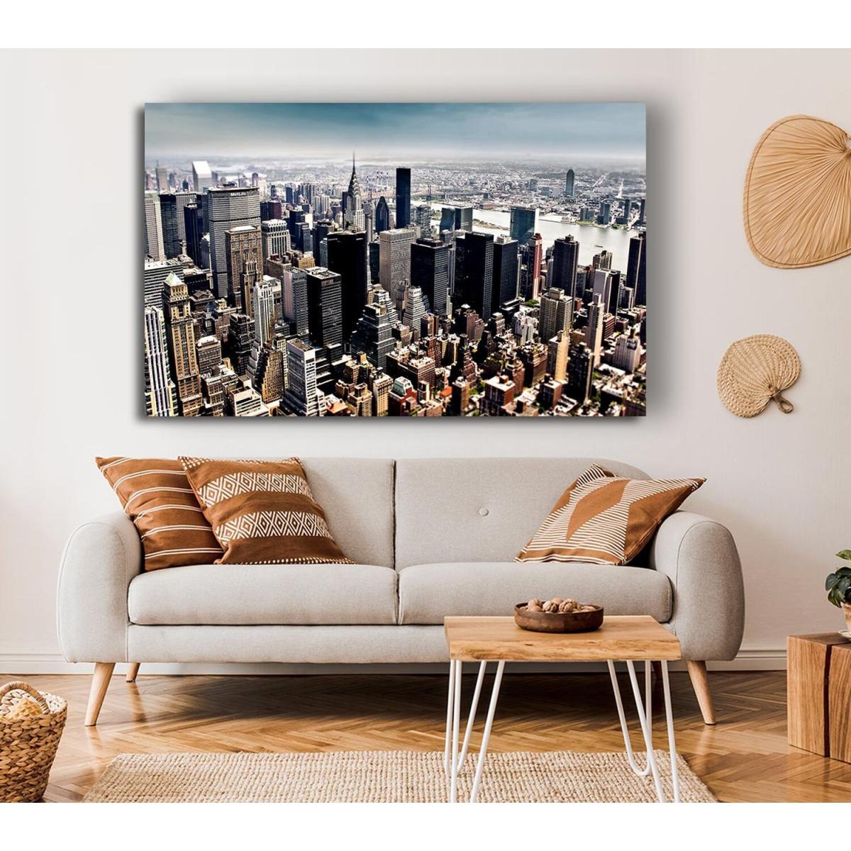 Aerial View Of New York City Canvas Print Wall Art - Yellow / 81.28cm – image 4