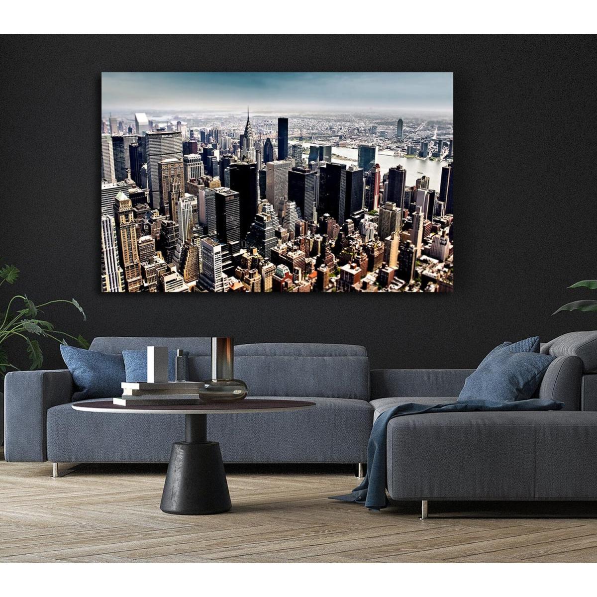 Aerial View Of New York City Canvas Print Wall Art - Yellow / 81.28cm – image 6