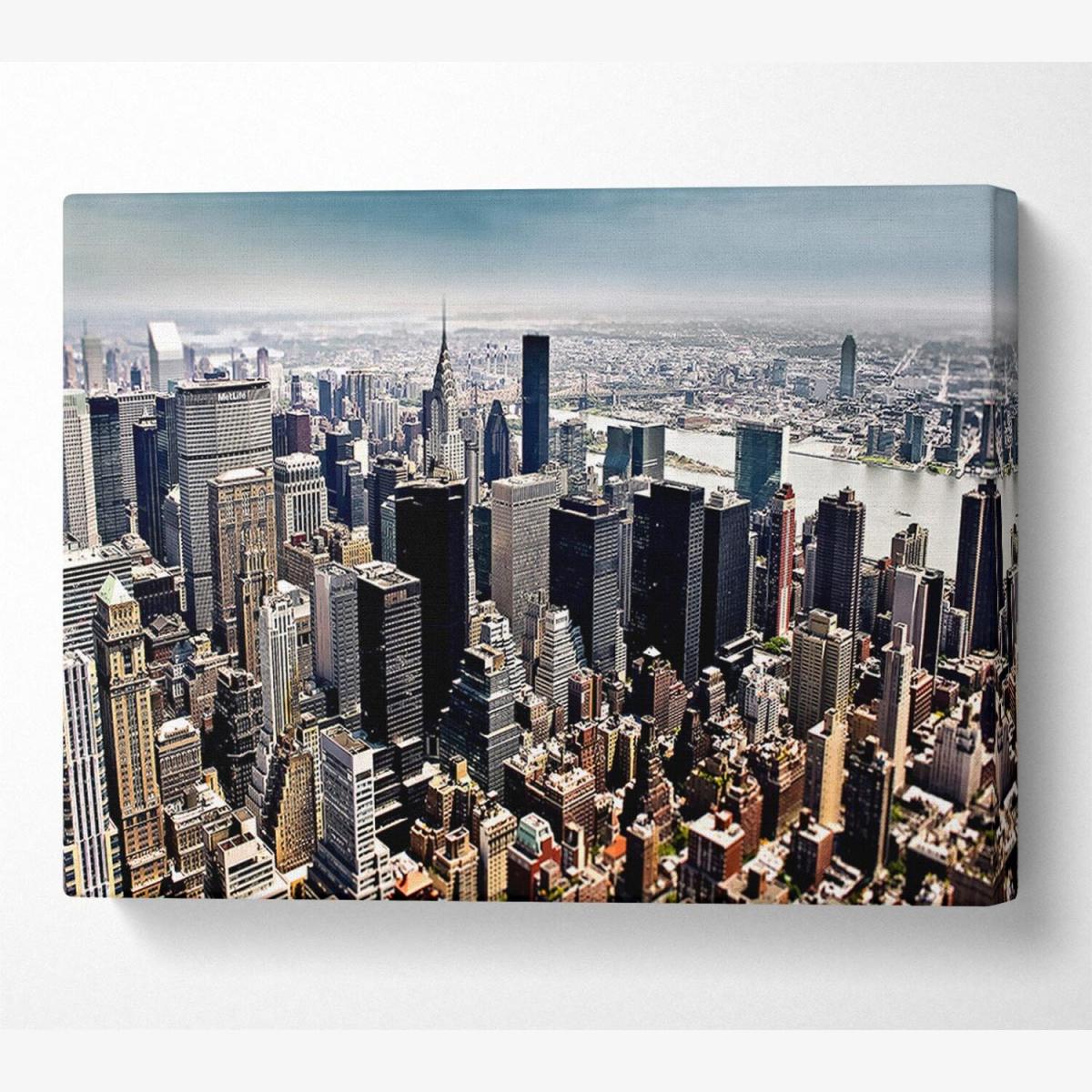 Aerial View Of New York City Canvas Print Wall Art - Yellow / 81.28cm – image 1