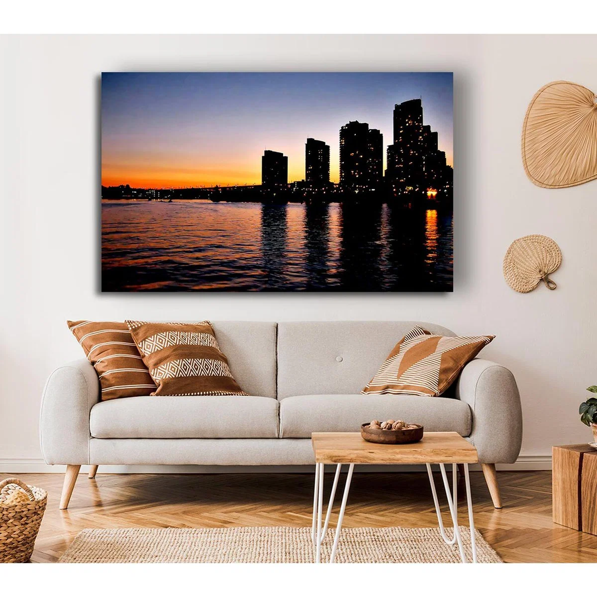 City Sunrise Canvas Print Wall Art - Yellow / 35.56cm – image 3