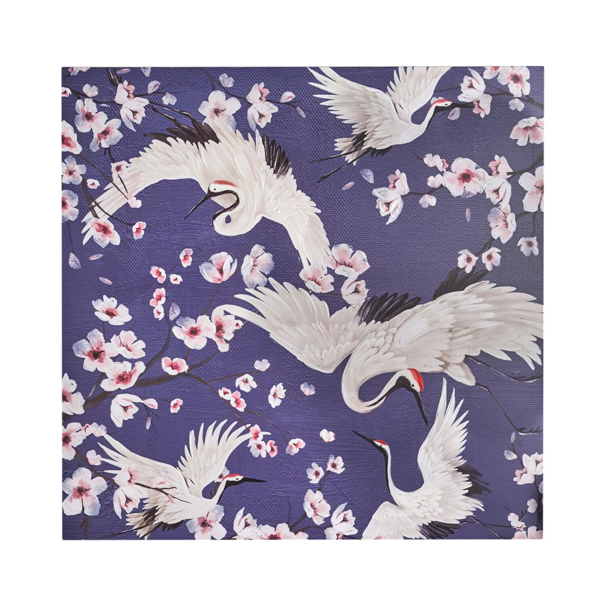 Navy and Pink Flying Cranes Canvas – image 2