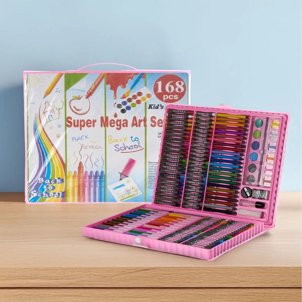 Portable Art Set Drawing Painting Art Supplies for Kids - Pink – image 9