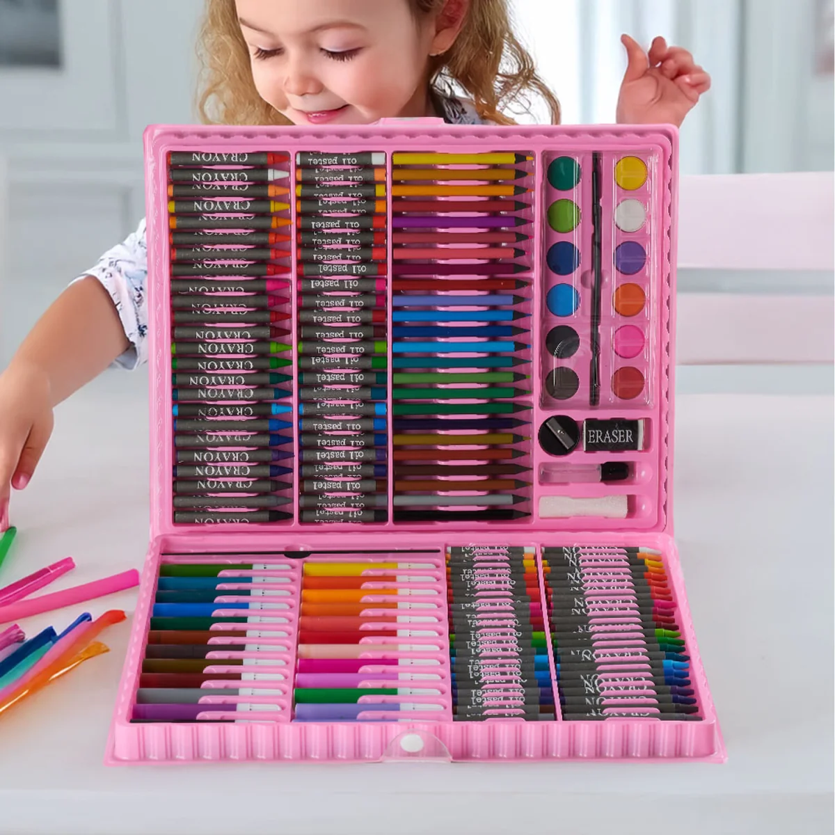 Portable Art Set Drawing Painting Art Supplies for Kids - Pink – image 10