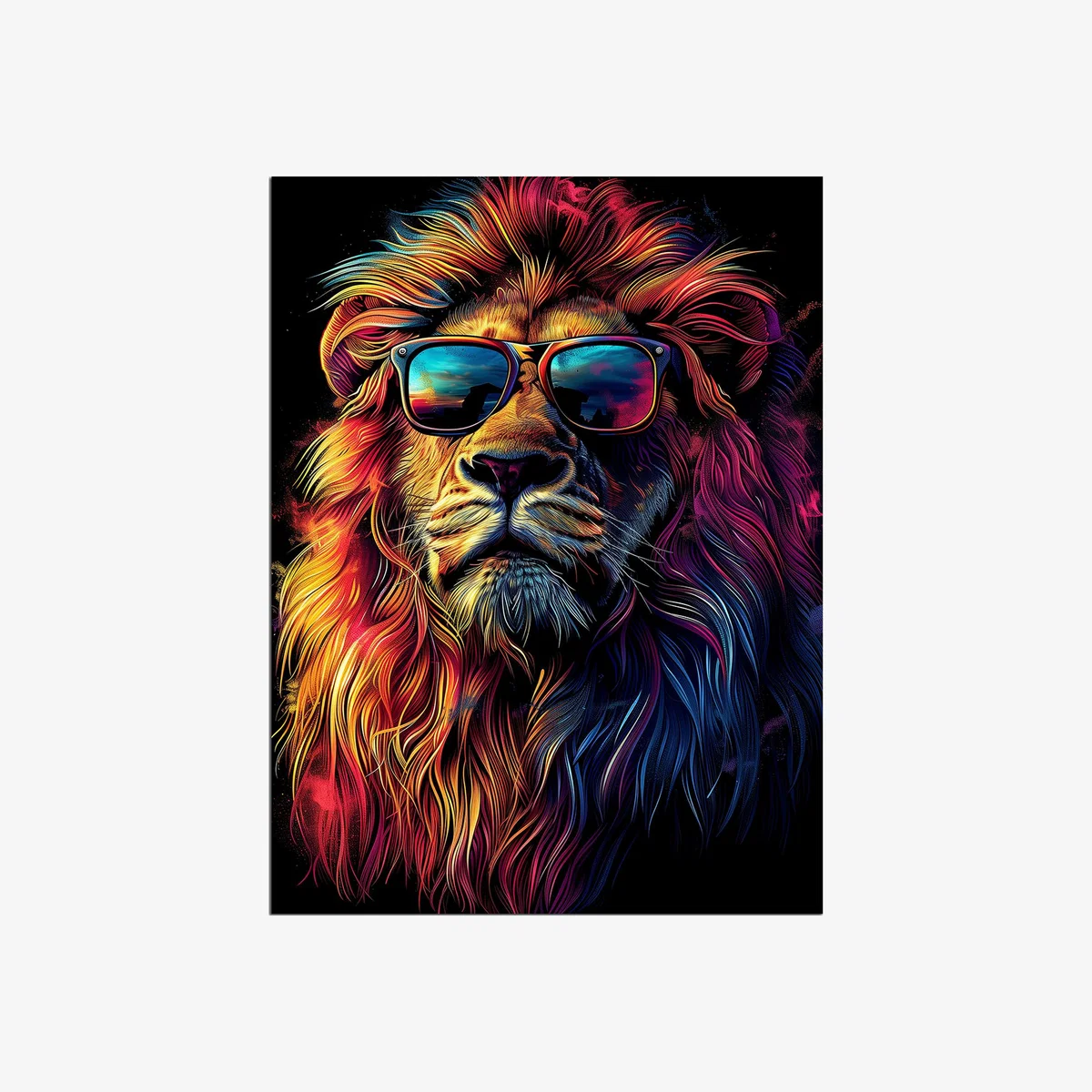 Lion Sunglasses Metal Wall Art - Silver / 250g