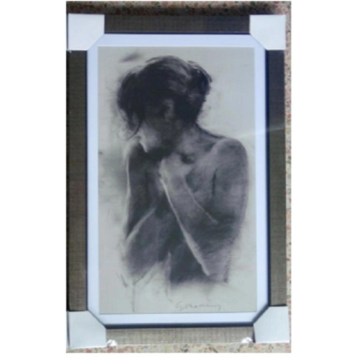 Sketched Nude Framed Picture - Black & White – image 2