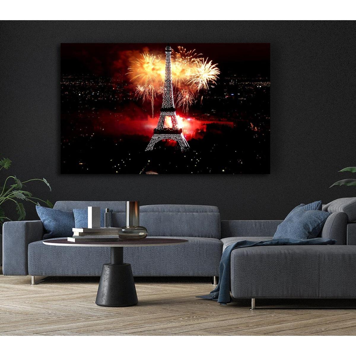 Fireworks Eiffel Tower Canvas Print Wall Art - Yellow / 101.6cm – image 6