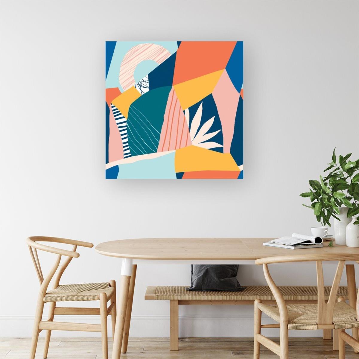 Modern Floral Pattern Canvas Print - Blue / Small – image 2