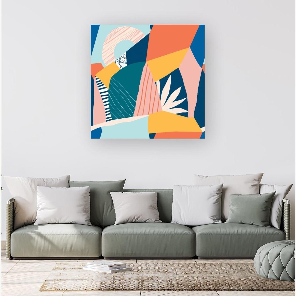Modern Floral Pattern Canvas Print - Blue / Small – image 1