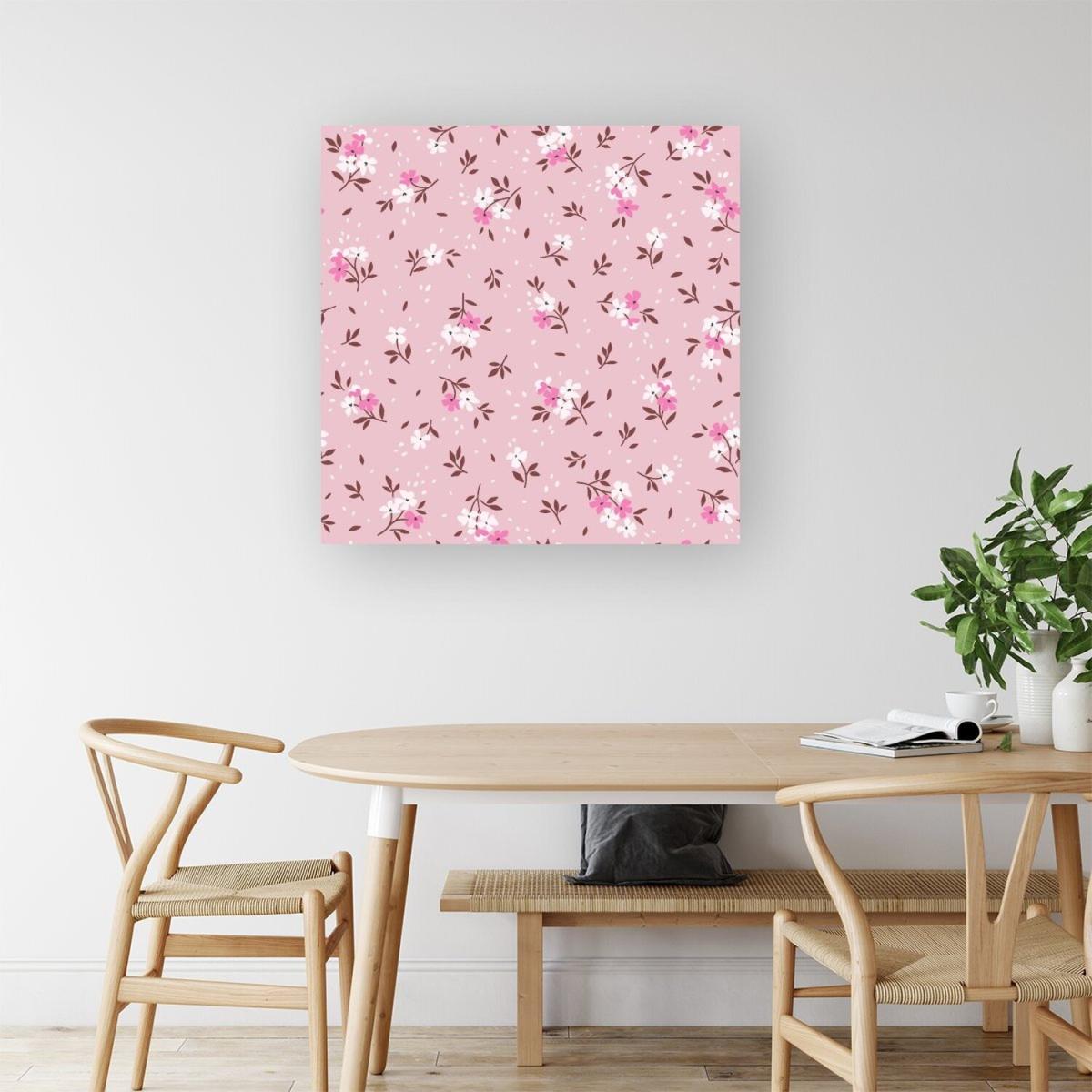 Pretty Pink Flower Pattern Canvas Print - Pink / Small – image 2