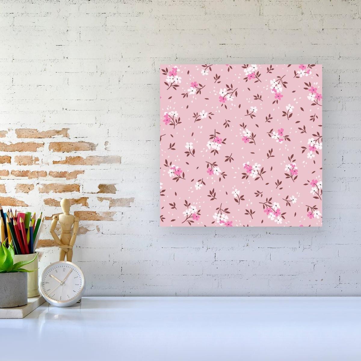 Pretty Pink Flower Pattern Canvas Print - Pink / Small – image 3