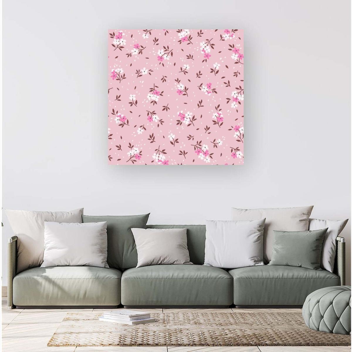 Pretty Pink Flower Pattern Canvas Print - Pink / Small – image 1