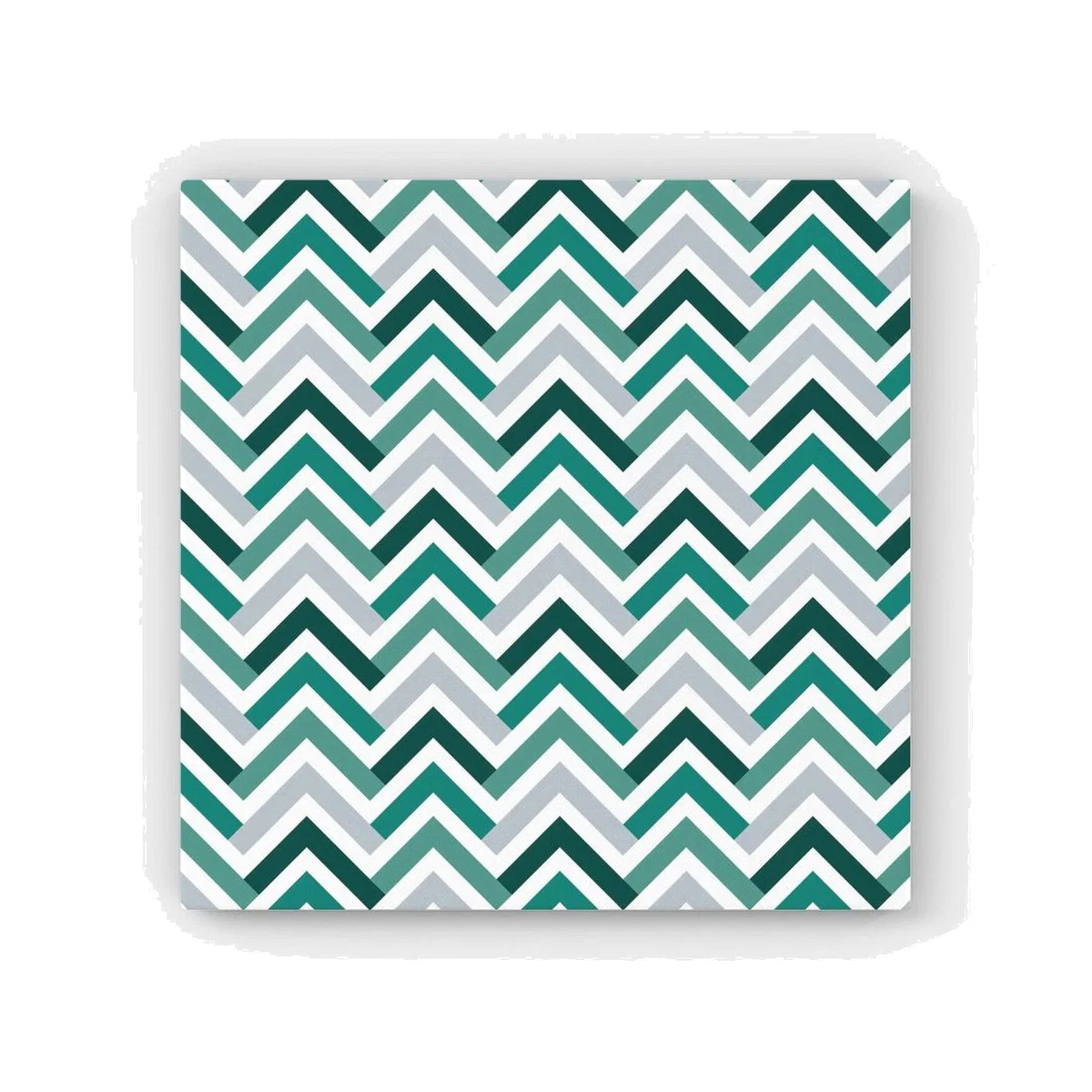 Geometric Retro Vintage Chevron Pattern HD Metal Print - Green / 30cm
