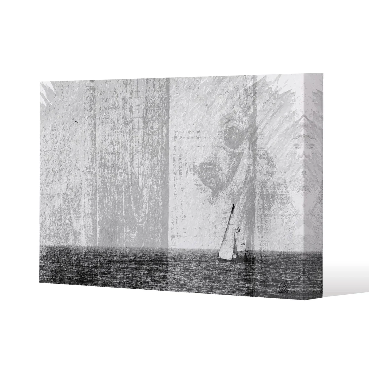 'Gold Sail' Art Print Wrapped on Canvas - Black / 92cm – image 2