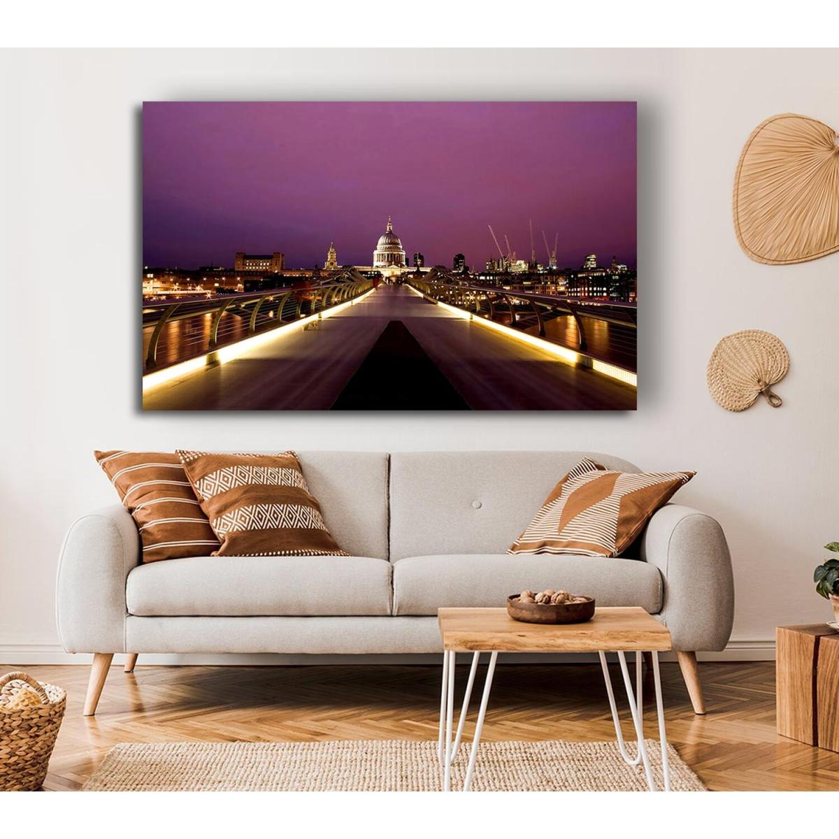 Millennium Bridge London Canvas Print Wall Art - Yellow / 50.8cm – image 3