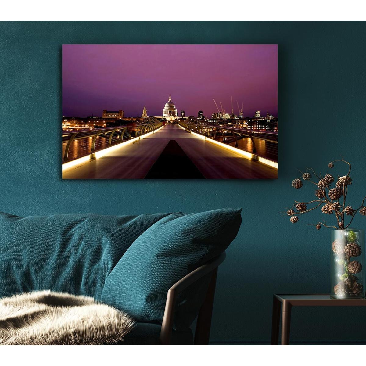 Millennium Bridge London Canvas Print Wall Art - Yellow / 50.8cm – image 4