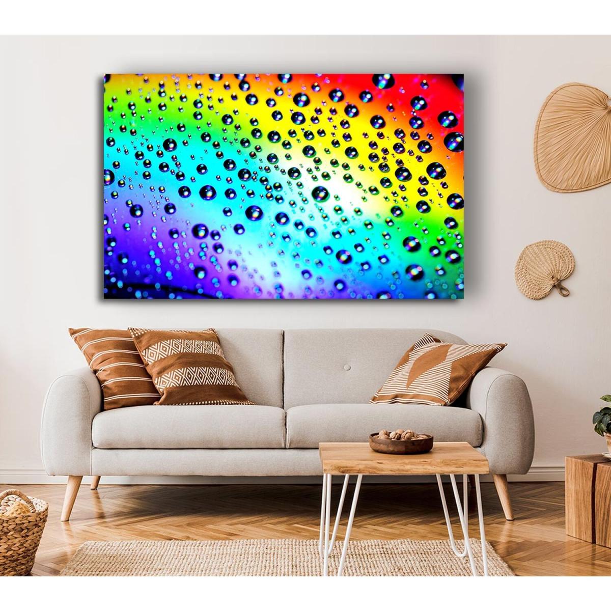 Rainbow Raindrops Canvas Print Wall Art - Yellow / 66.04cm – image 3