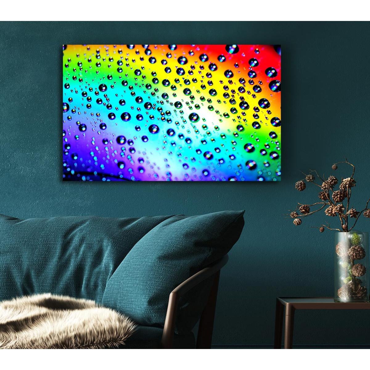 Rainbow Raindrops Canvas Print Wall Art - Yellow / 66.04cm – image 4