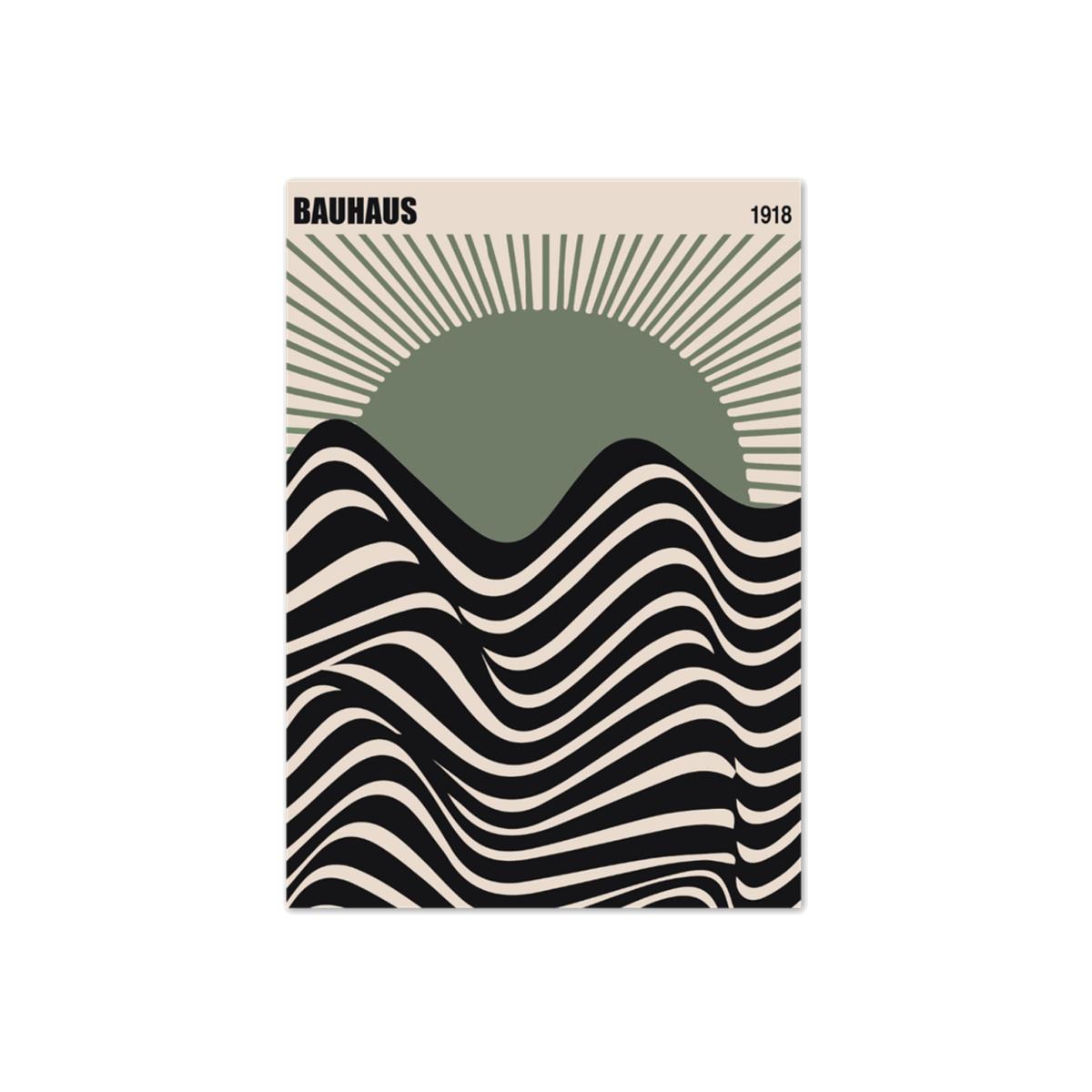 Bauhaus Green Rising Sun Print - Green, Black, Beige