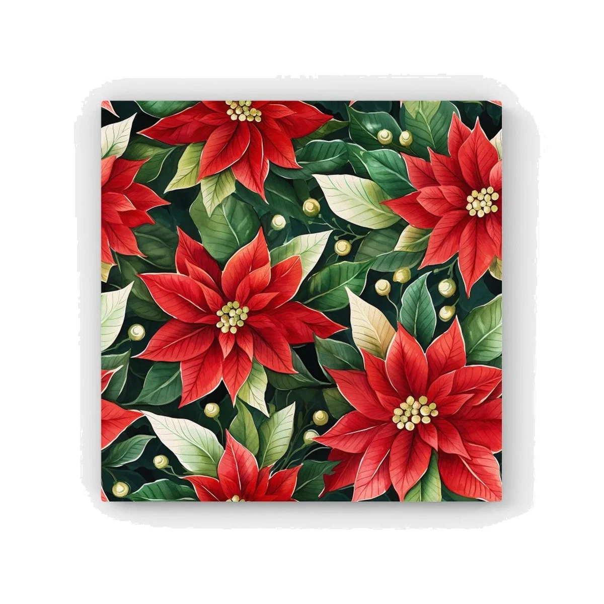 Poinsetta Watercolour HD Metal Print - Red / 40cm