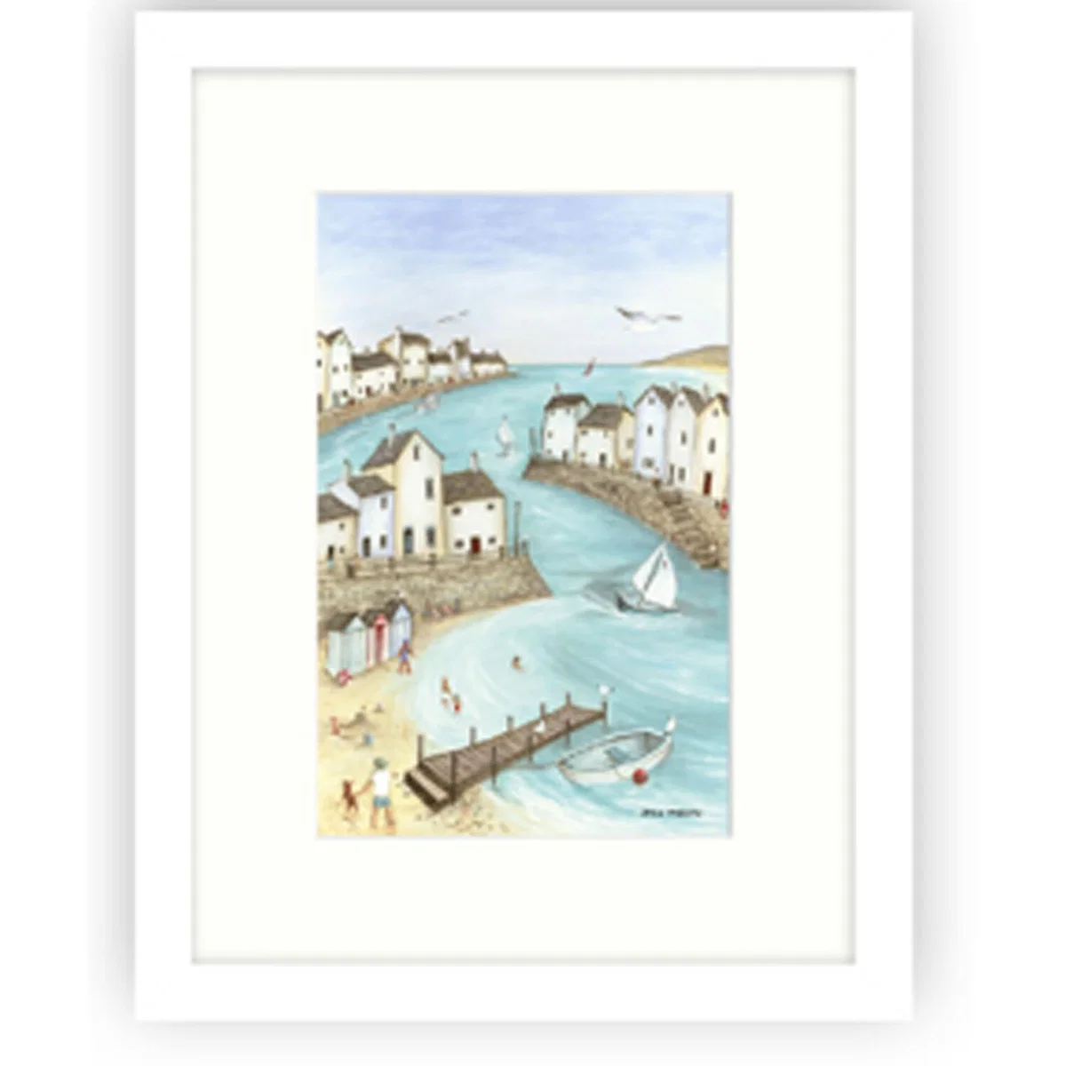 J. McGloine Framed Harbour Art – image 2