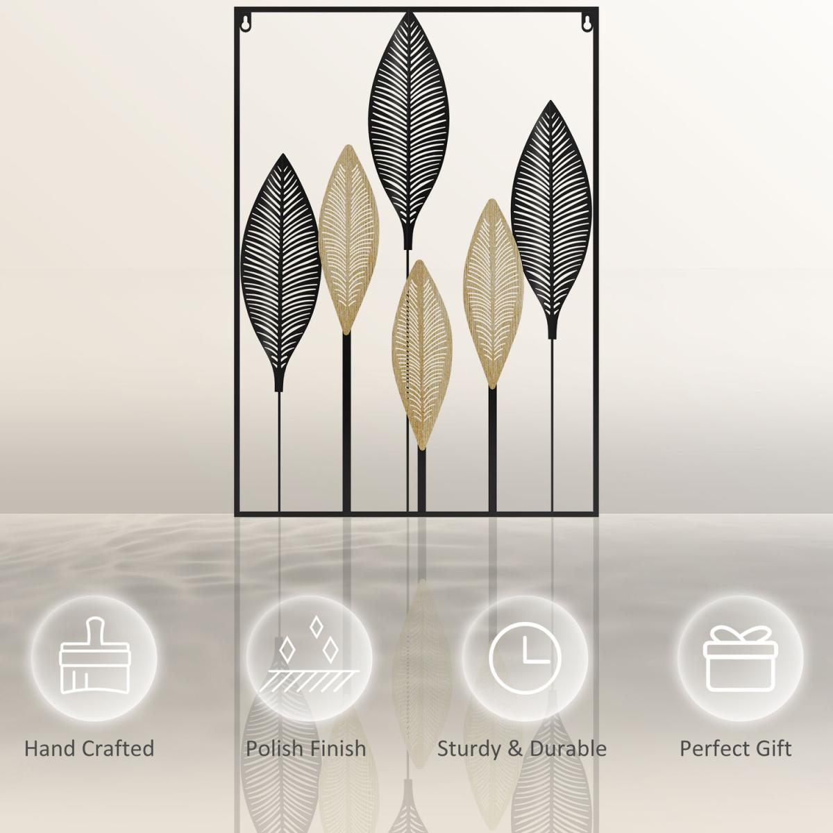 3D Wall Art Banana Leaves Hanging Wall Sculpture Home Decor - Black, Beige – image 4