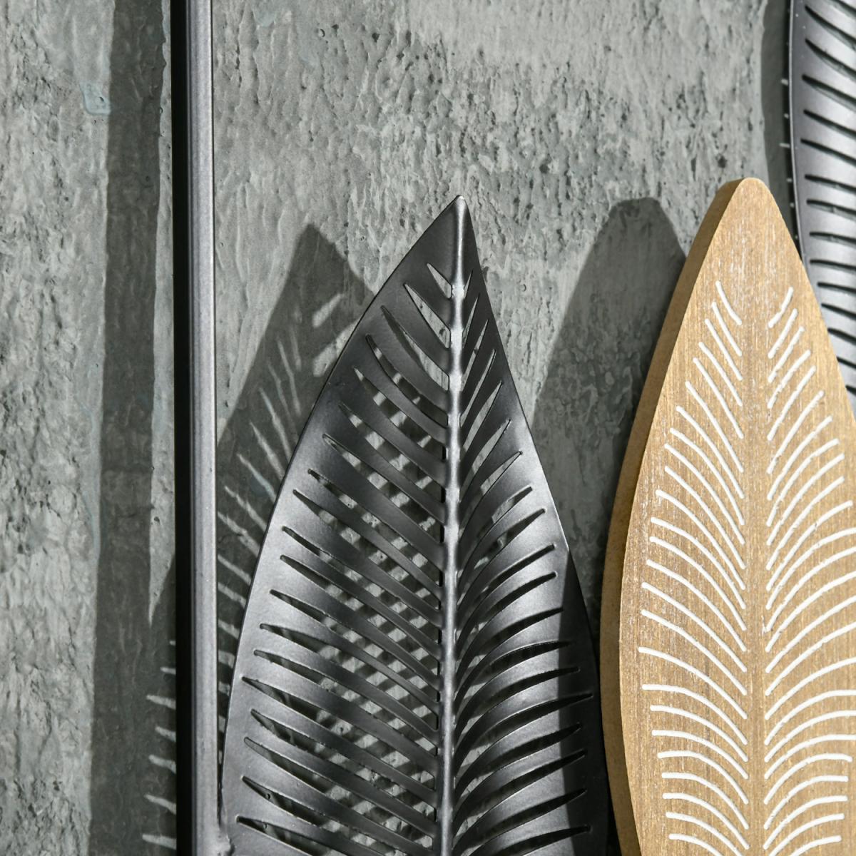 3D Wall Art Banana Leaves Hanging Wall Sculpture Home Decor - Black, Beige – image 6