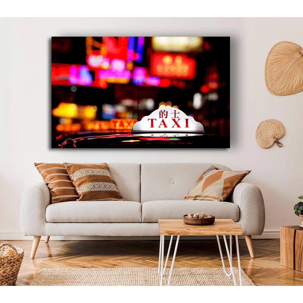 Hong Kong Taxi Canvas Print Wall Art - Yellow / 101.6cm – image 4