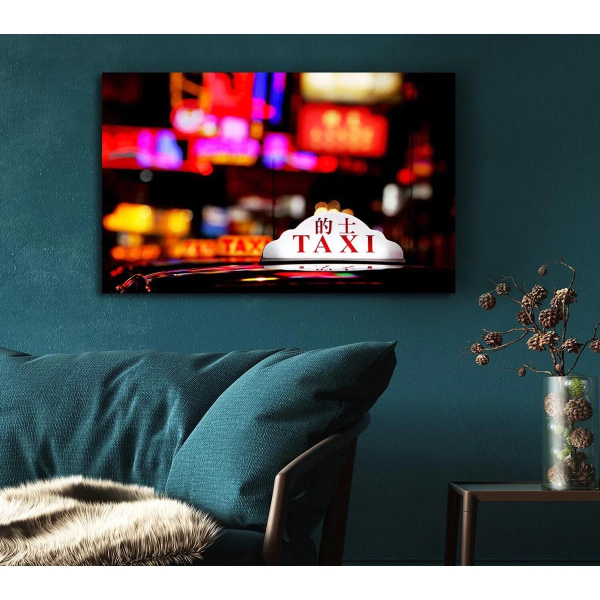 Hong Kong Taxi Canvas Print Wall Art - Yellow / 101.6cm – image 5