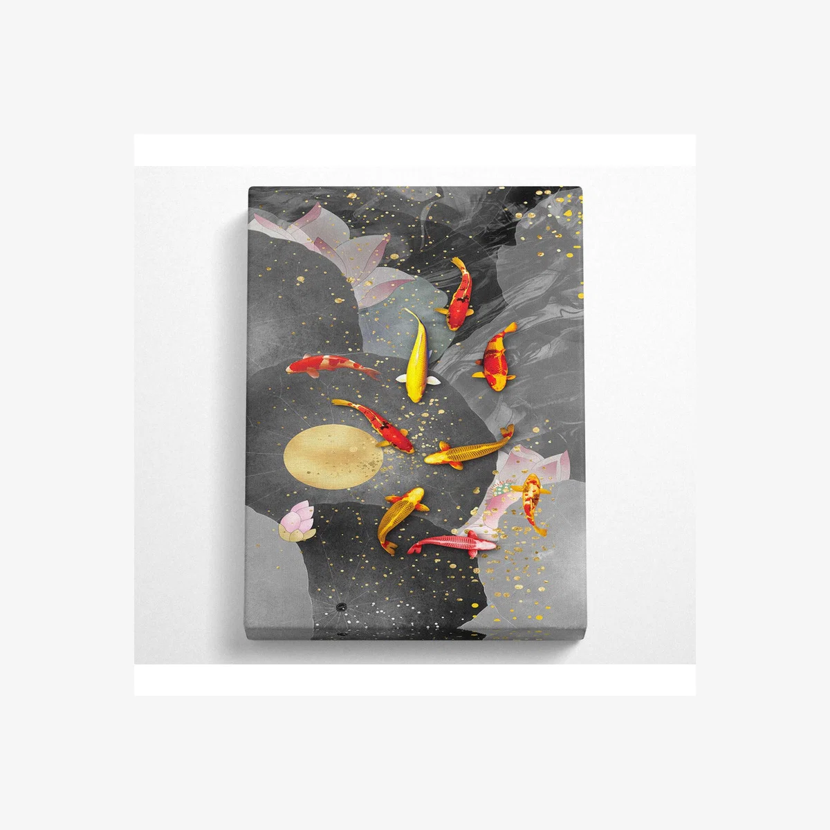 Colourful Koi Fish Canvas Print - Black / 66.04cm