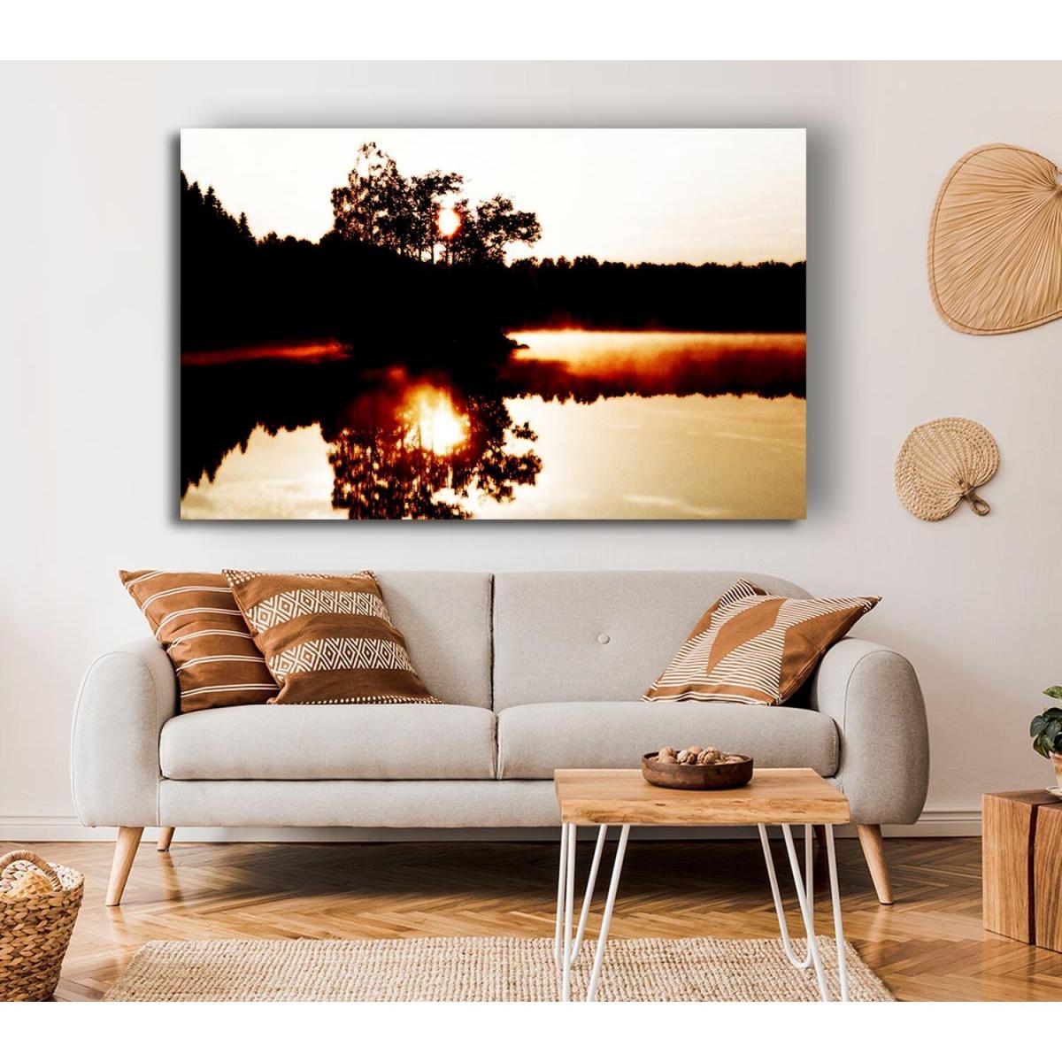 River Reflections Canvas Print Wall Art - Yellow / 81.28cm – image 2