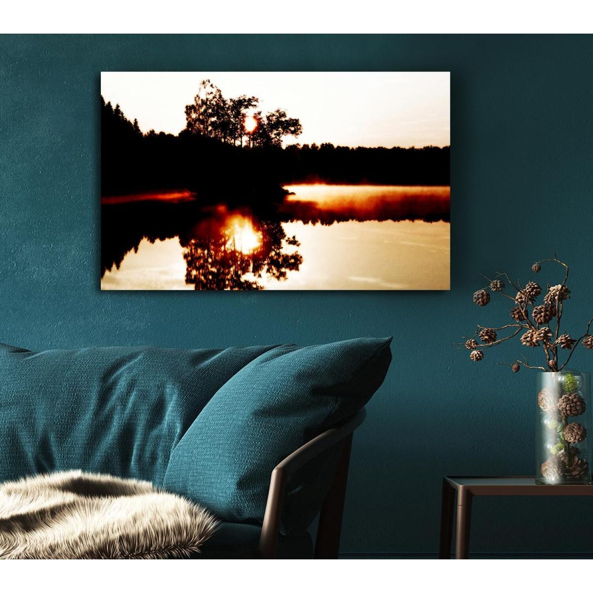 River Reflections Canvas Print Wall Art - Yellow / 81.28cm – image 3