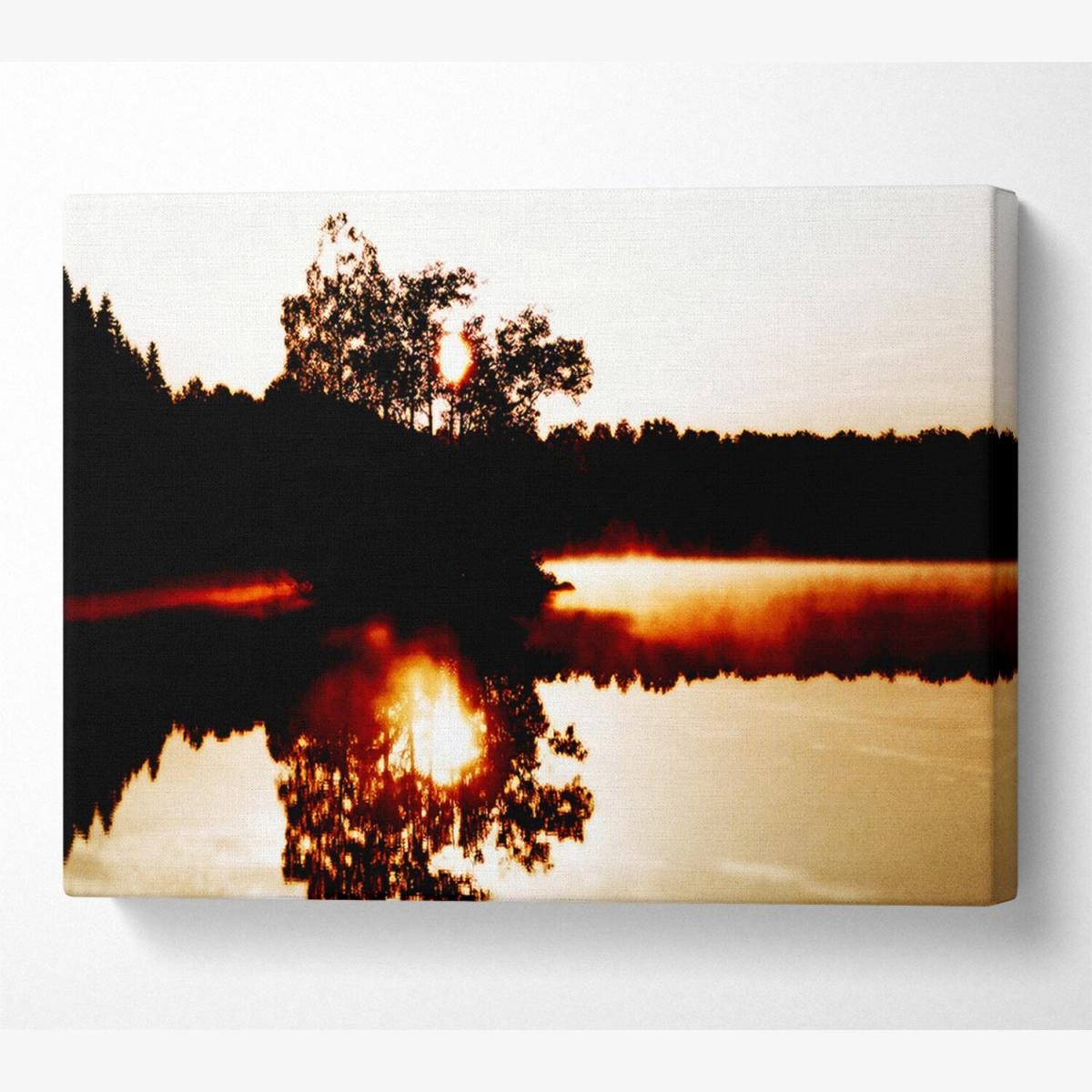 River Reflections Canvas Print Wall Art - Yellow / 81.28cm – image 1