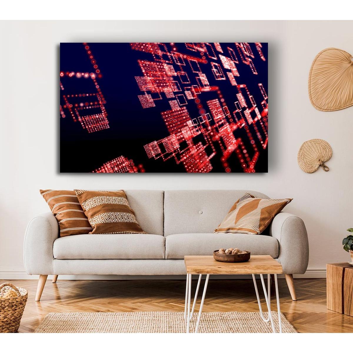 Red City Lights Canvas Print Wall Art - Yellow / 50.8cm – image 3