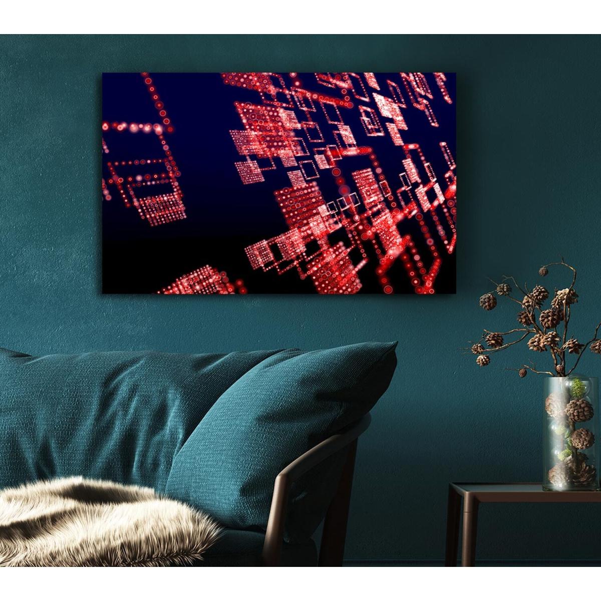 Red City Lights Canvas Print Wall Art - Yellow / 50.8cm – image 4