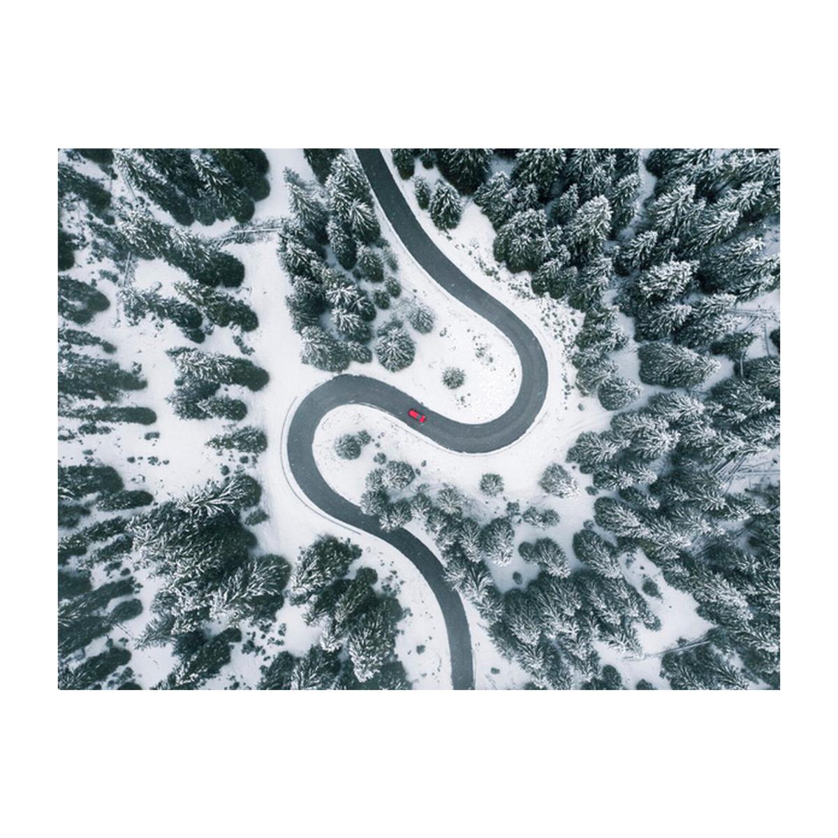 Snowy Road From Above Canvas