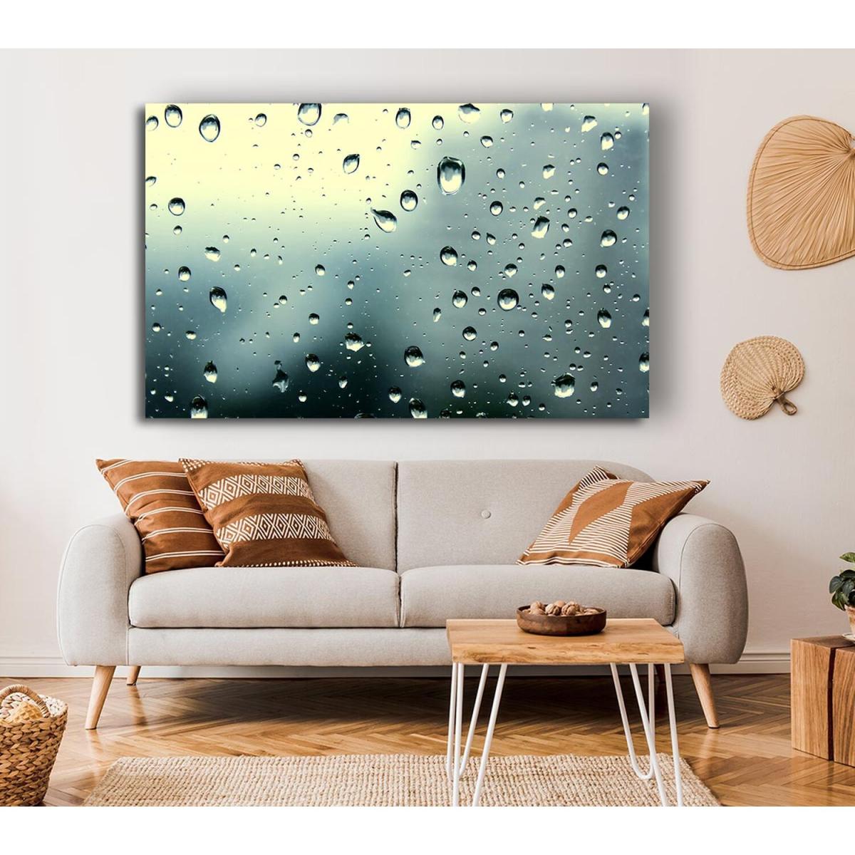 Rain Drops At Dusk Canvas Print Wall Art - Yellow / 50.8cm – image 3