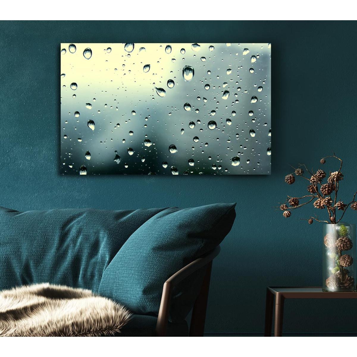 Rain Drops At Dusk Canvas Print Wall Art - Yellow / 50.8cm – image 4