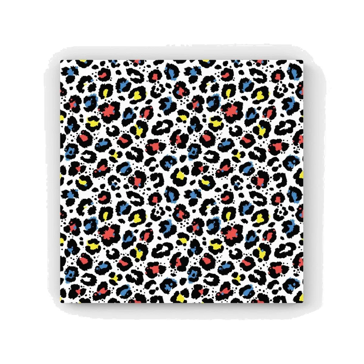 Coloured Leopard Print HD Metal Print - Blue / 30cm